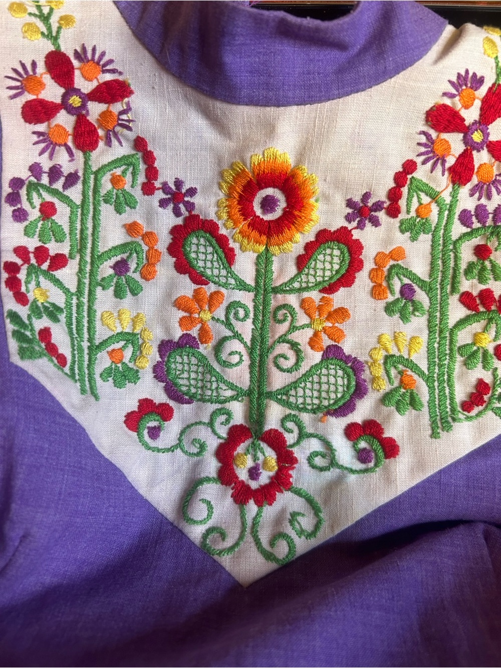 Lanz original Lavender Long-Sleeve prairie  embroidered Dress - Picture 3 of 16